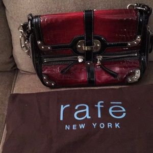 Rafe burgundy/black patent leather shoulder bag
